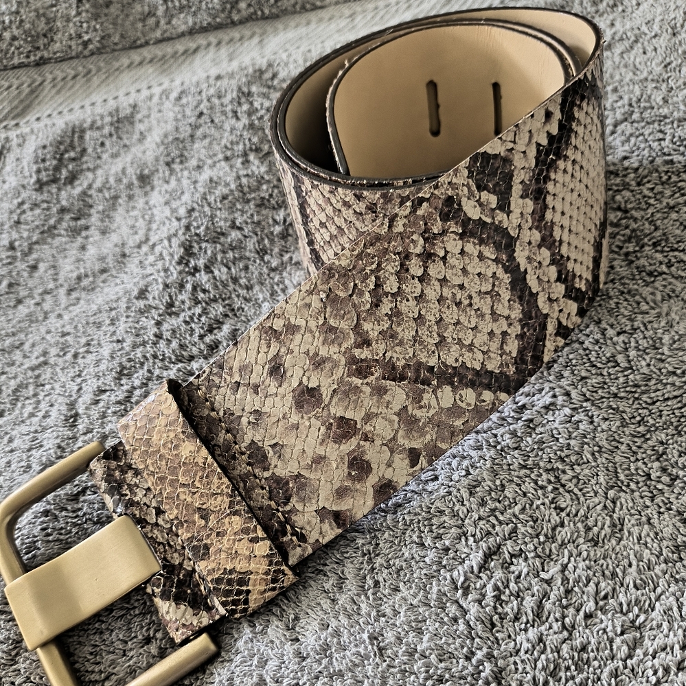 Banana Republic Snake Print Belt with Gold Buckle - Picture 6 of 12